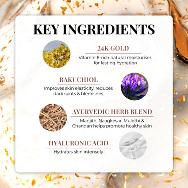 Just Herbs 24K Gold Bakuchiol Face Serum for Fights Signs of Ageing | Improve Skin Elasticity | Instant Lasting Hydration All Skin Types for Men and Women 30ml